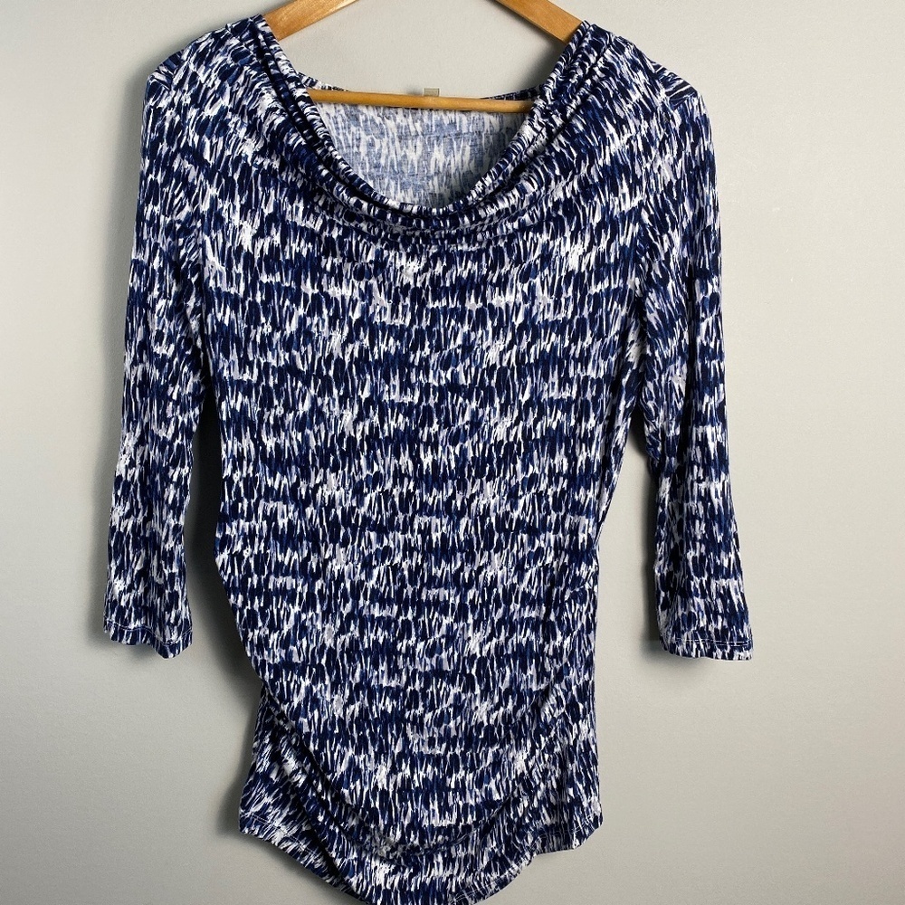 Rose &‎ Olive Women's 3/4 Sleeve Blue/White Stretchy Tunic Top Size Medium